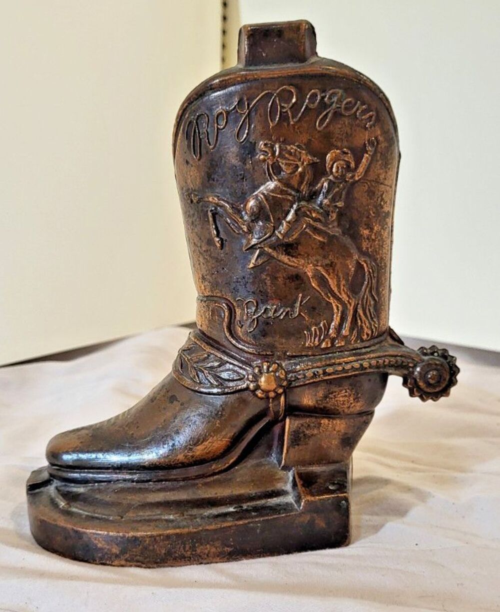 1950s Roy Rogers Figural Metal Cowboy Boot Still Bank Almar Arts Western
